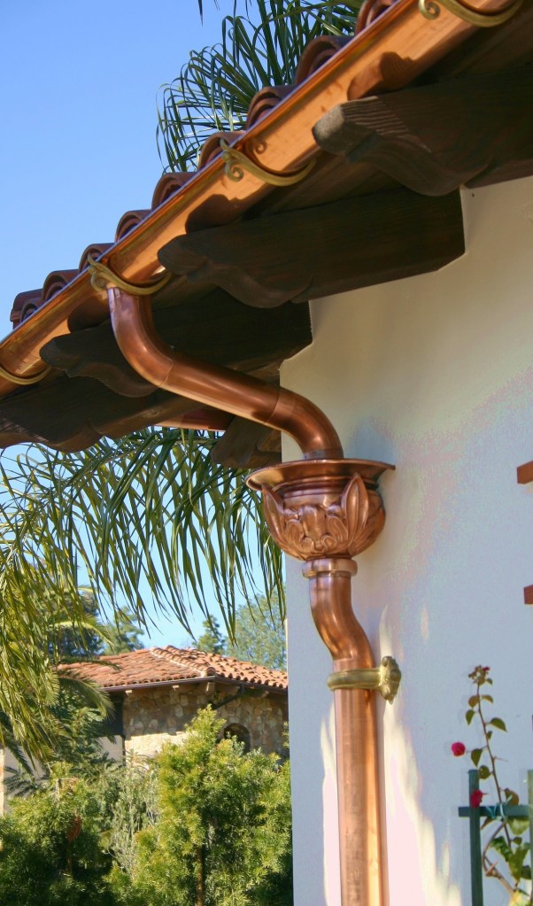 Custom Copper Gutters and Downpipe European Half-Round Gutters in Victoria, BC
